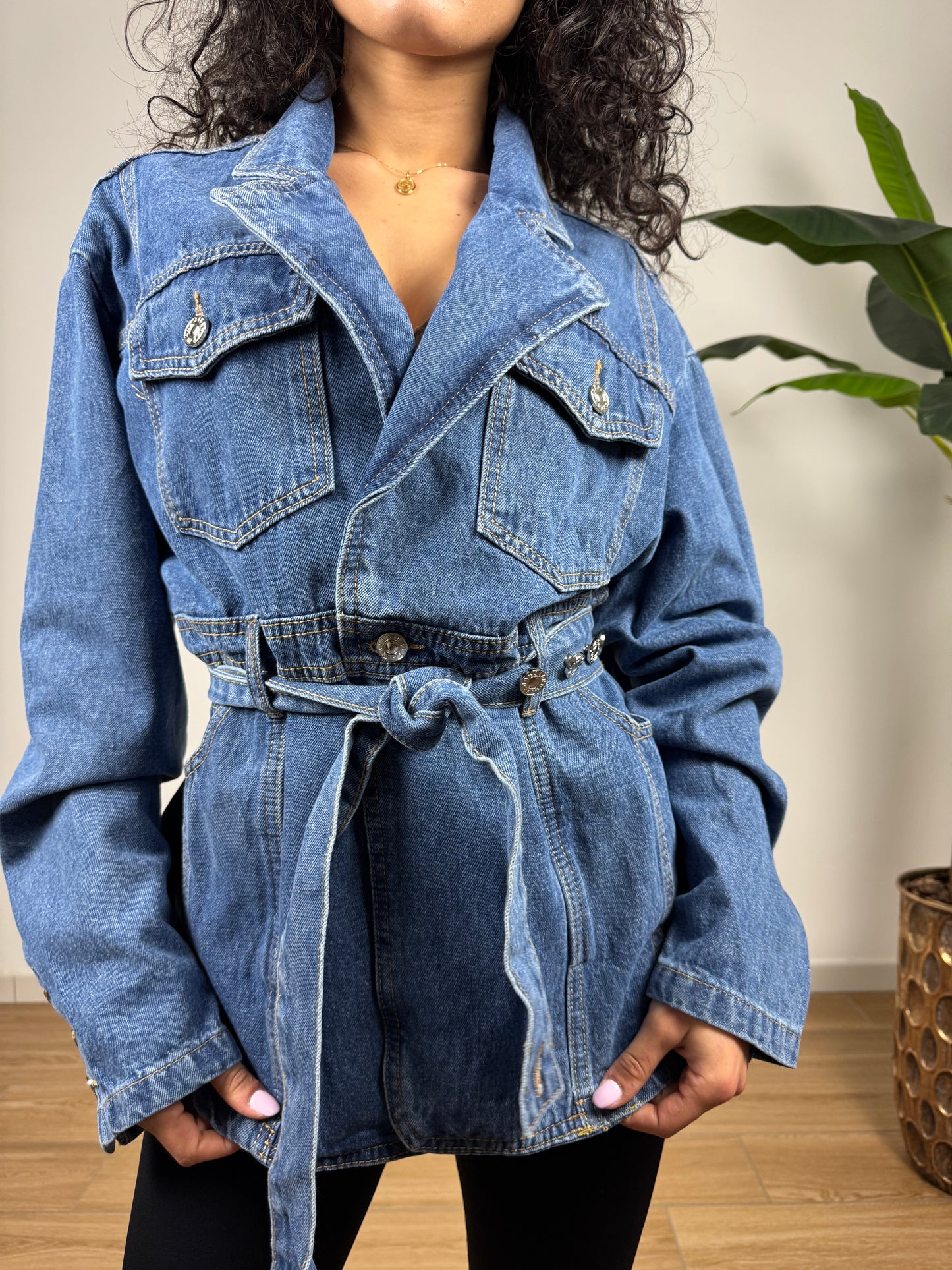 Giacca in denim con nodo