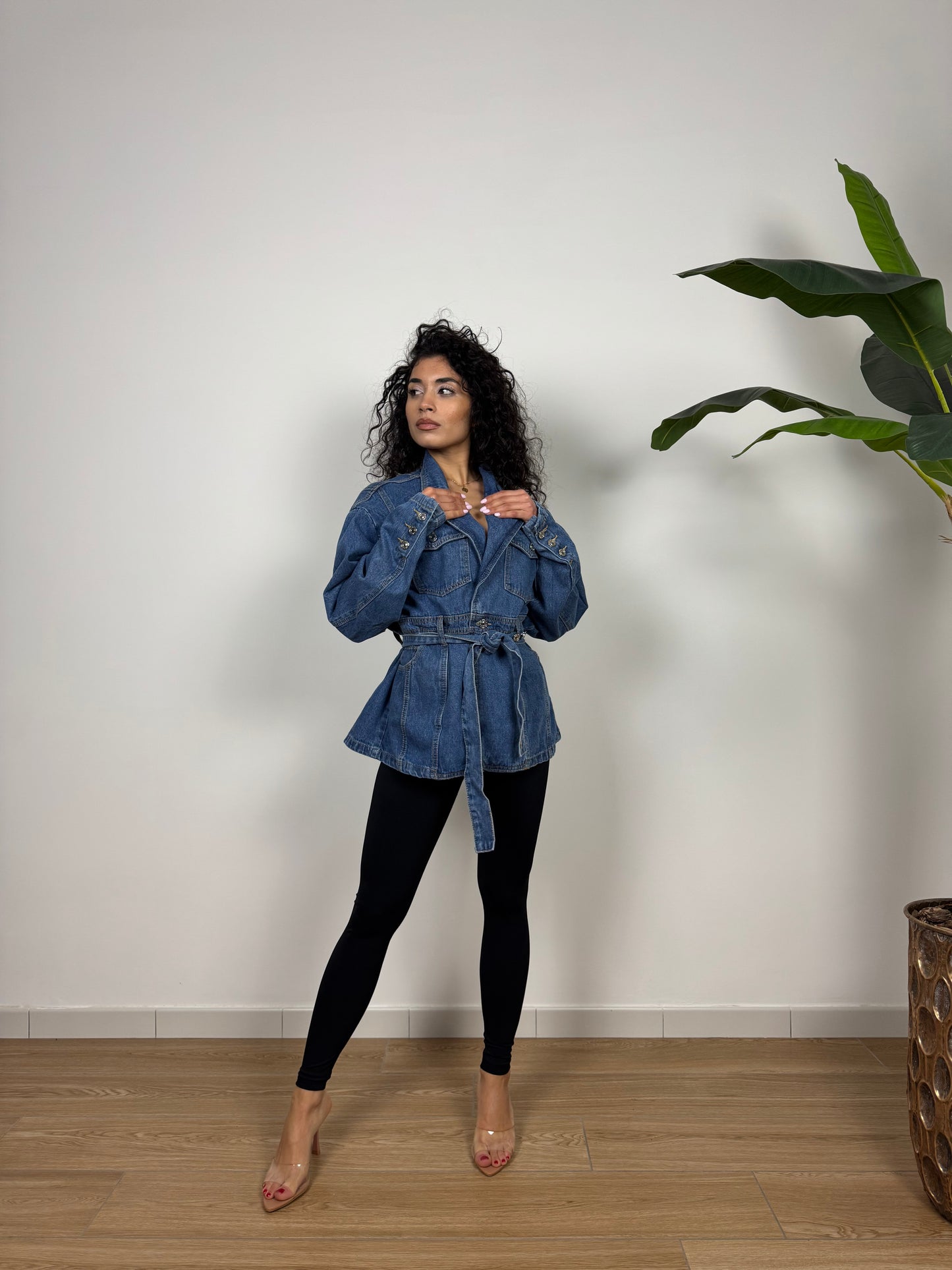 Giacca in denim con nodo